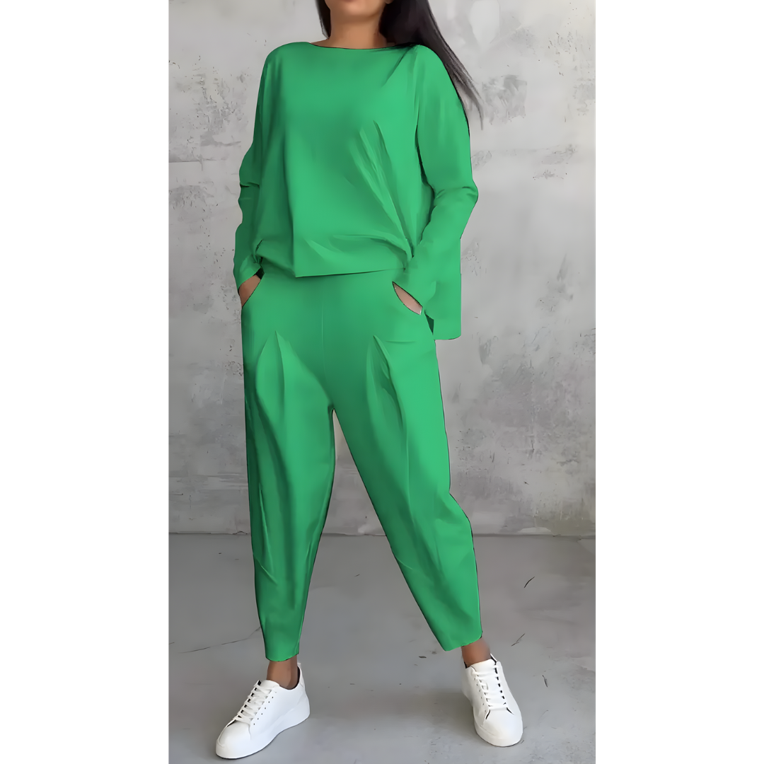Icone™ CasualOutfit: Kvinders Langærmede Top Og Bukser To-Delt Tilfældig Outfit