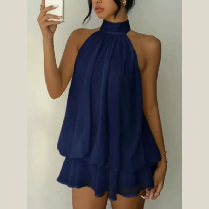 Icone™ GlamDress: Elegant Grime Hals I lag Design Mini Glam Kjole