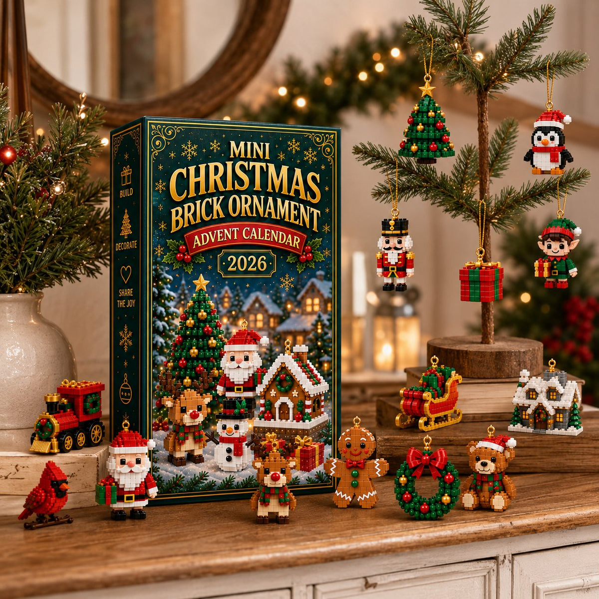 Kletshuts™ BricksAdvent: 24 Dages DIY Mini Juleklodser Ornament Adventskalender