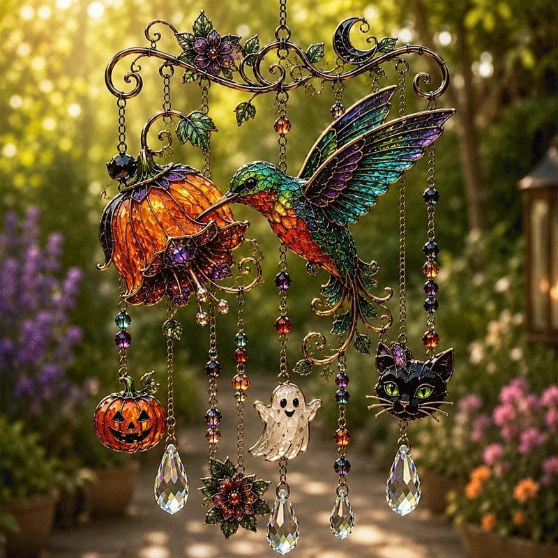 HalloweenChime - Spooky Seasonal Sun Catcher Charm Halloween Vindklokke Dekor