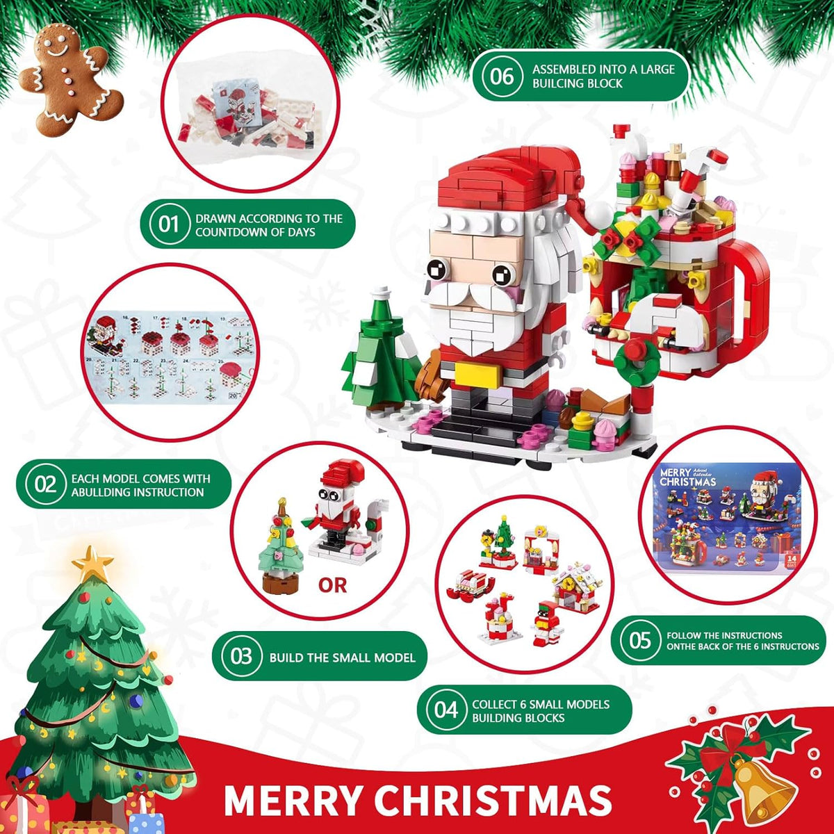 ChristmasBlocks: Jule Advents Kalender Byggeklodser Sæt