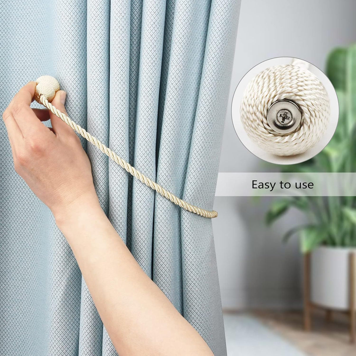 GlideHold® CurtainTiebacks 1+1 GRATIS - Elegant Moderne Gardin Magnetbind