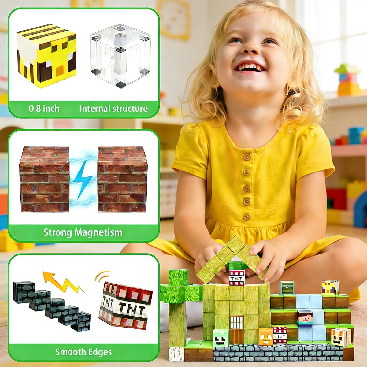 Kletshuts™ MagneticBlocks: Kreative Magnetiske Blokke Fliser Bygmester Sæt