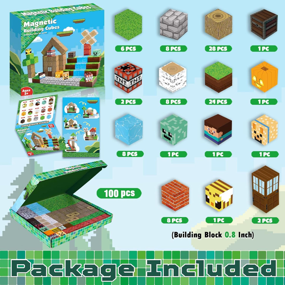Kletshuts™ MagneticBlocks: Kreative Magnetiske Blokke Fliser Bygmester Sæt