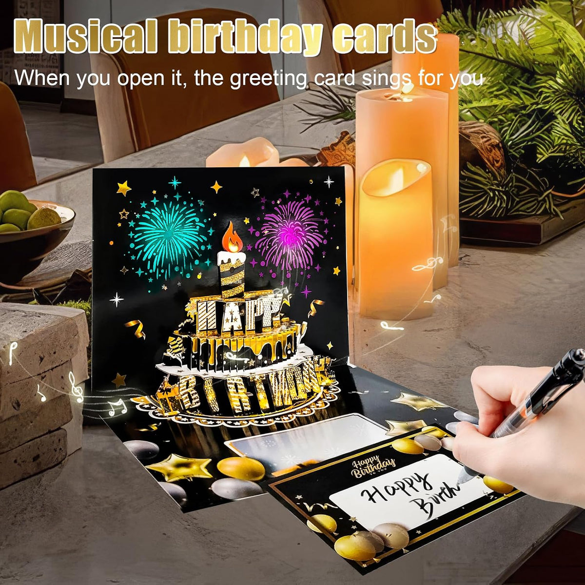 GreetingCard - Interaktiv Musikalsk 3D Pop-Up Fødselsdagskort