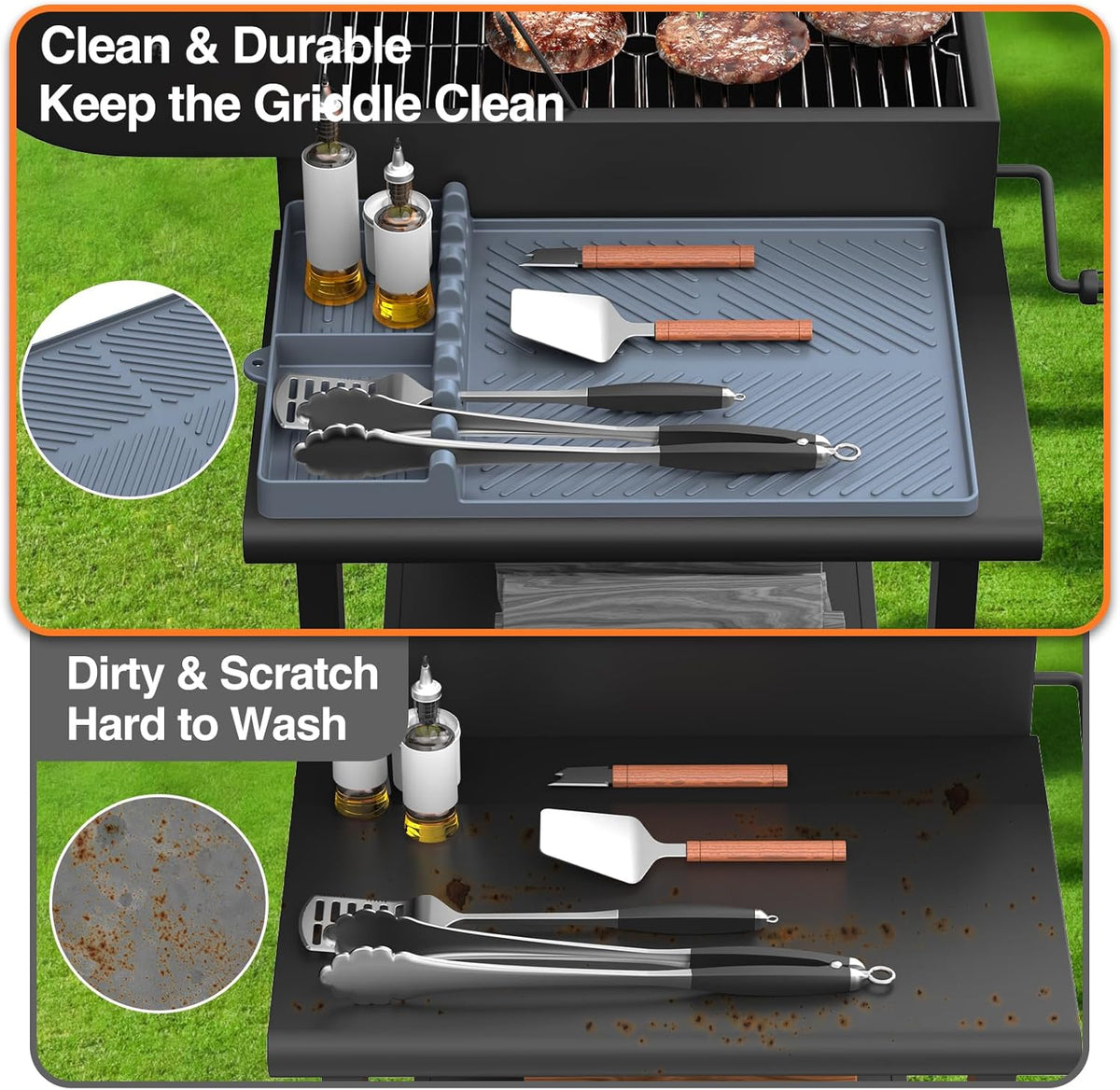 Globetrek° GriddleMat: Vaskbar BBQ Griddle Side Hylde Måtte