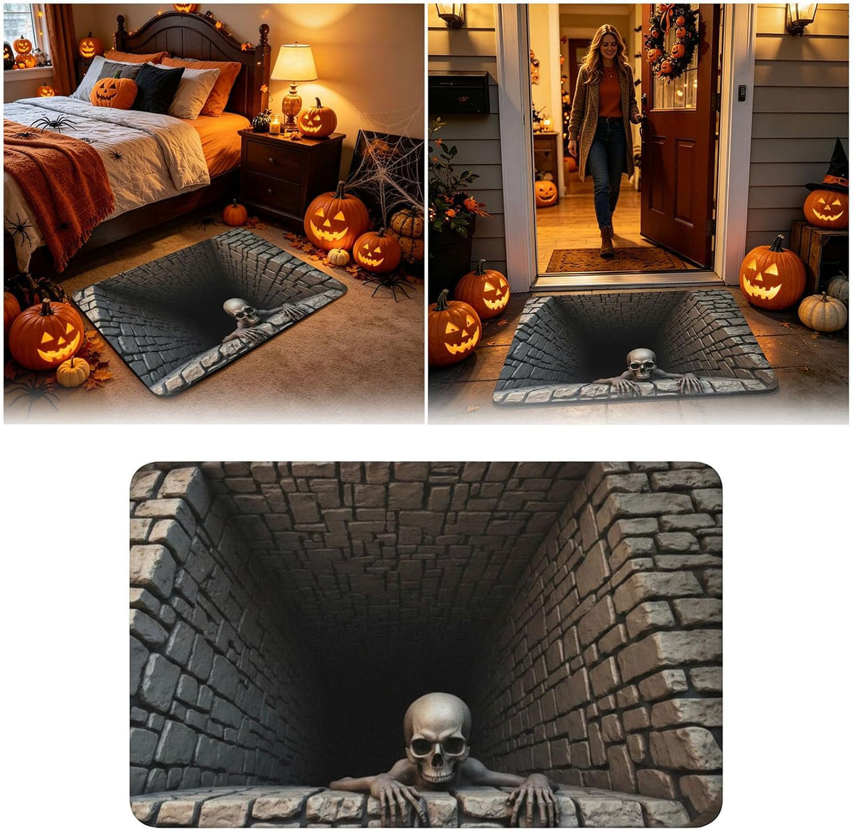 HalloweenRugs - Optisk Illusion Uhyggeligt Halloween Dørmåtte Tæpper
