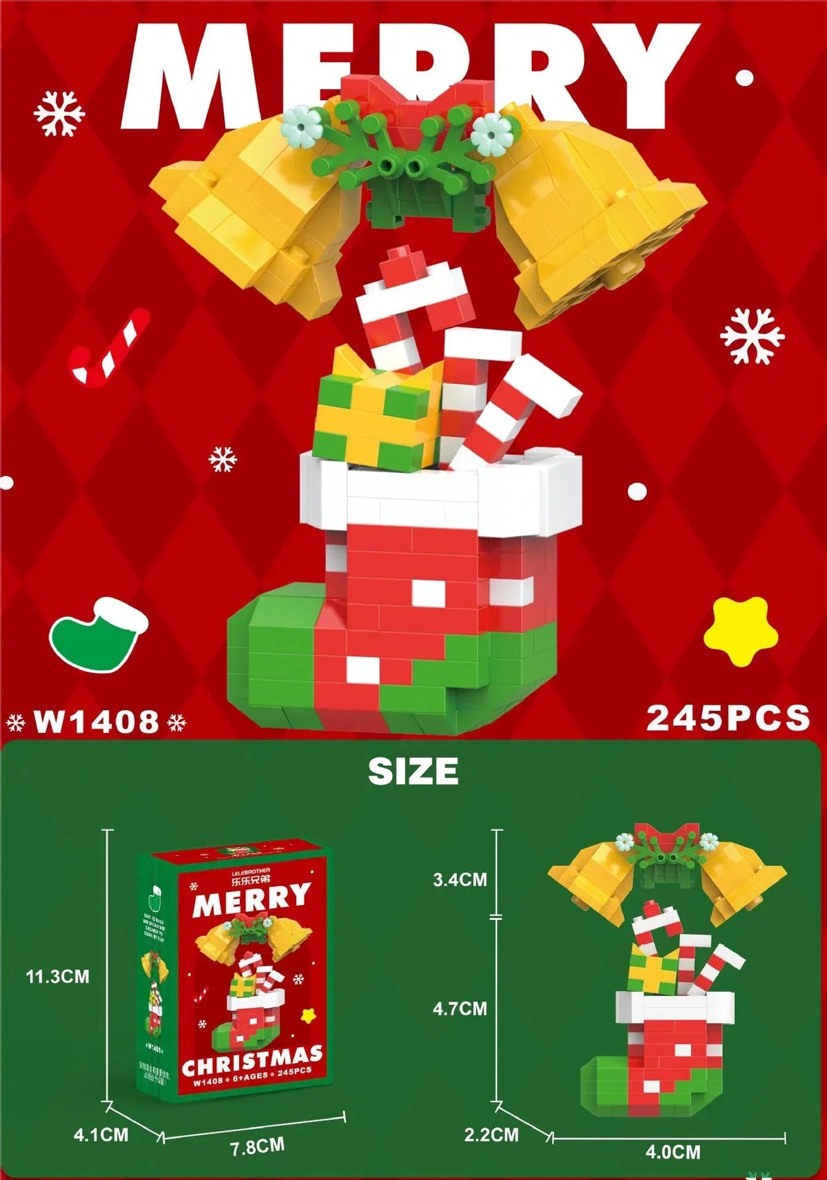 Kletshuts™ HolidayBlocks 1+1 GRATIS: Børn Kreative Mikro Bygge Blokke Jul Helligdag Udgave