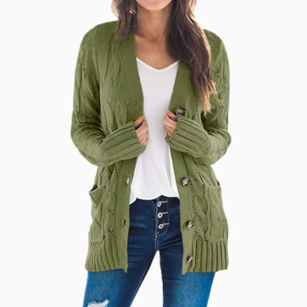 Icone™ KnittedCardigan: Kvinders Hyggelig Lang Strikket Cardigan