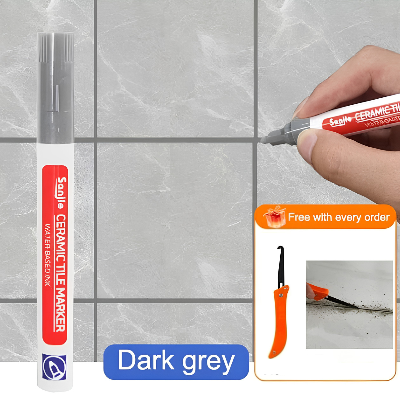 TileMarker 1+2 GRATIS - Anti-Muggs Keramisk Flise Joint Pen Markør Med Fugemasse Krogkniv