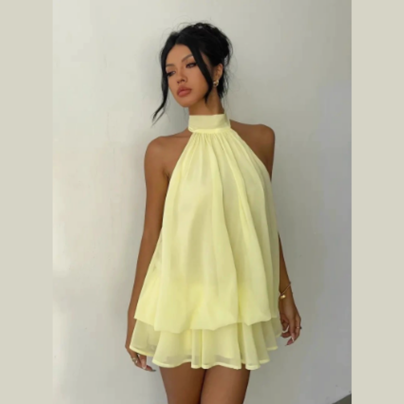 Icone™ GlamDress: Elegant Grime Hals I lag Design Mini Glam Kjole