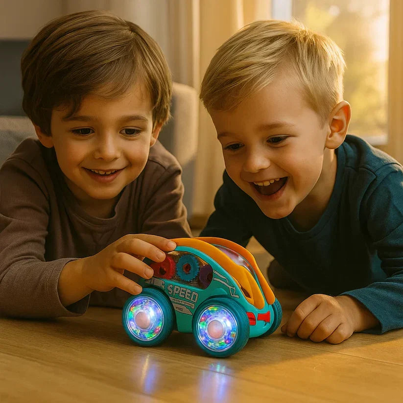 Kletshuts™ CarToy: Farverig Lys Musik Elektrisk Stunt Lastbil 360° Roterende Legetøj Bil