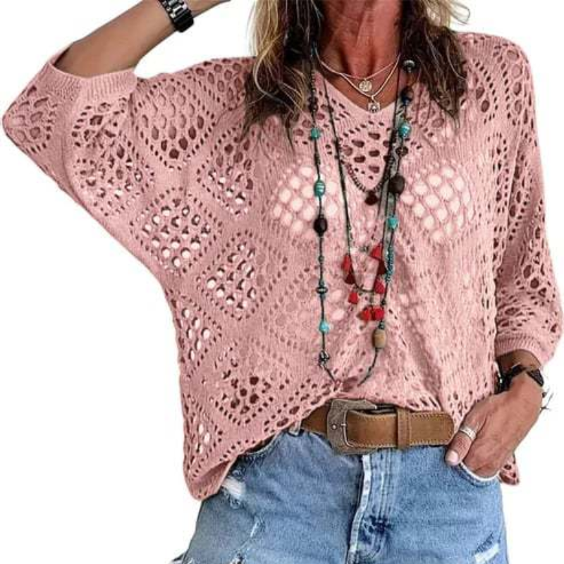 Icone™ CrochetCoverup: Bohemsk Sommer Mid-Længde Ærme Coverup