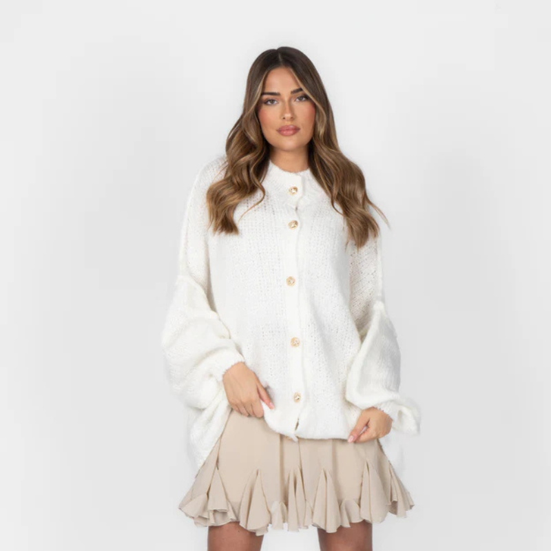 Icone™ CozyCardigan - Hyggeligt Strikket Høj Hals Overdimensioneret Cardigan