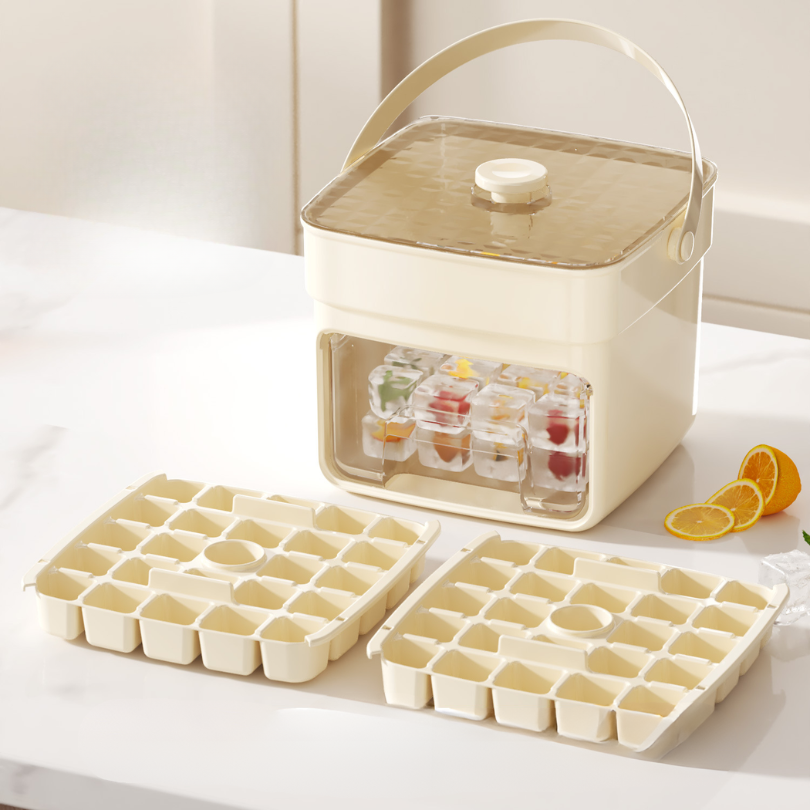 GlideHold® IceStorage - Nem Udløsning 2-Lags Isterningebakke Opbevaringsboks