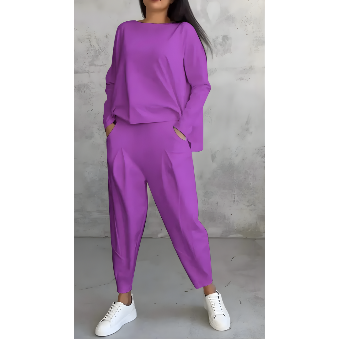 Icone™ CasualOutfit: Kvinders Langærmede Top Og Bukser To-Delt Tilfældig Outfit