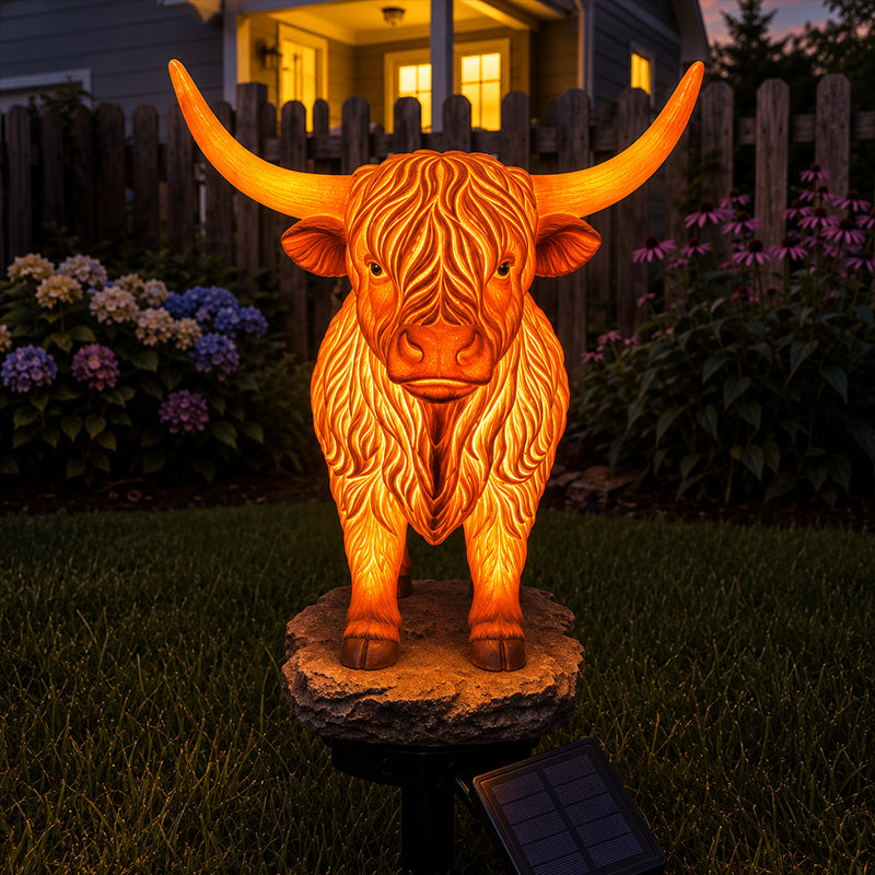 Ledsen™ CowLight - Solenergi Highland Cow Ornament Have Lys