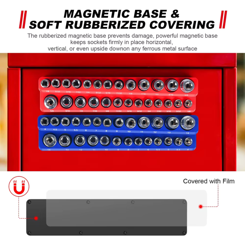 GlideHold® MagneticSocket - Tre-Delt Magnetisk Socket Arrangør Sæt