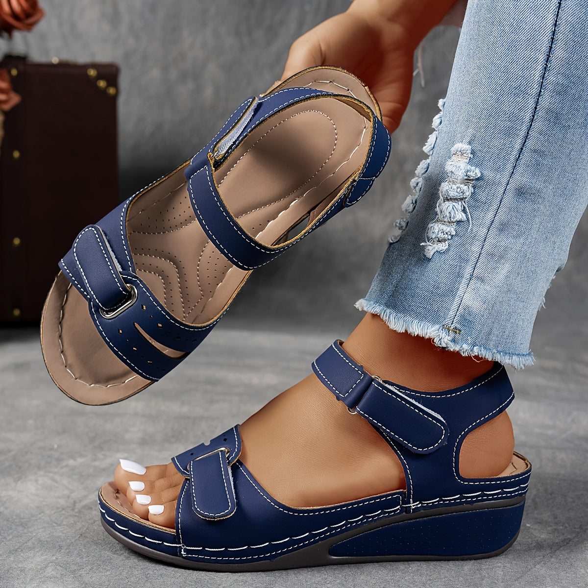 Happy™ LowWedge: Casual Komfortable Lavhælede Wedge Sandaler