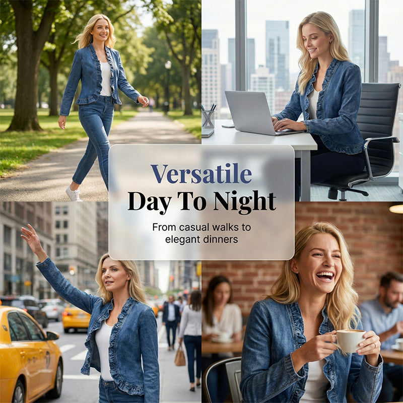 Icone™ RuffledJacket - Stilfuld Mode Rynket Denim Jakke