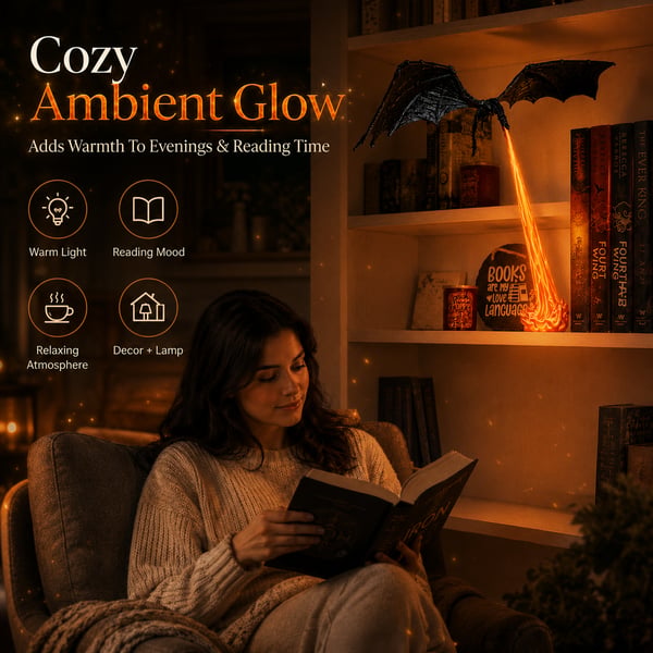 Ledsen™ DragonLamp: Belyst Drage Lampe Fantasy Bogreol Ambient Lys