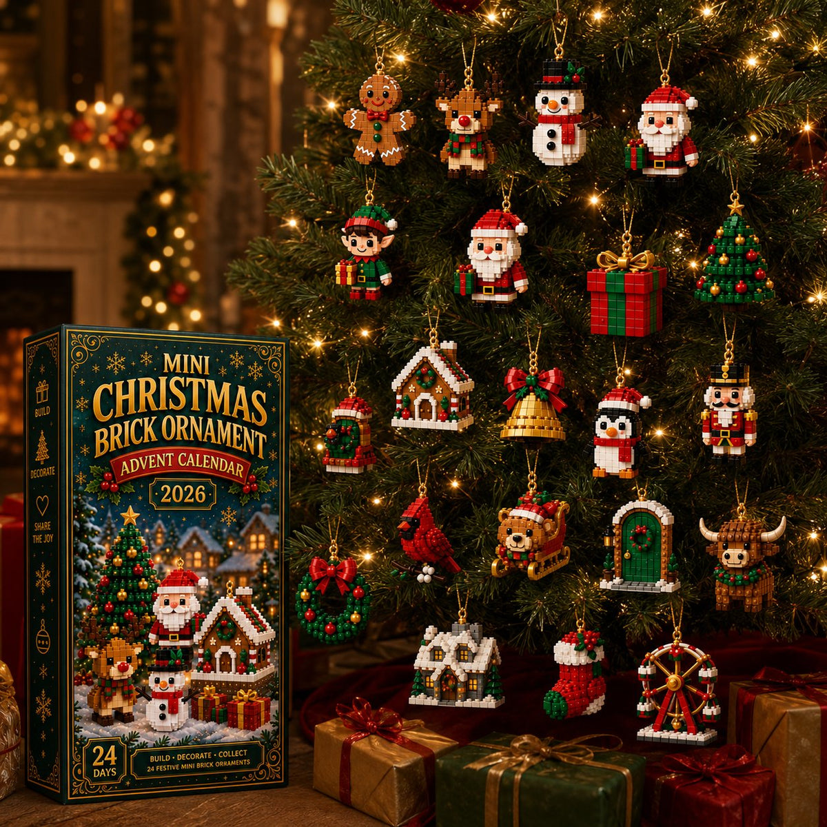 Kletshuts™ BricksAdvent: 24 Dages DIY Mini Juleklodser Ornament Adventskalender