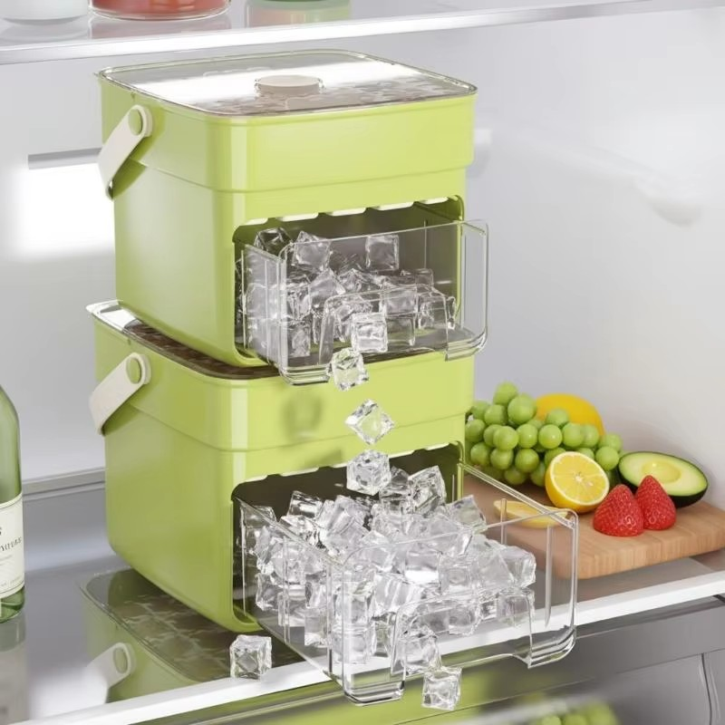 GlideHold® IceStorage - Nem Udløsning 2-Lags Isterningebakke Opbevaringsboks
