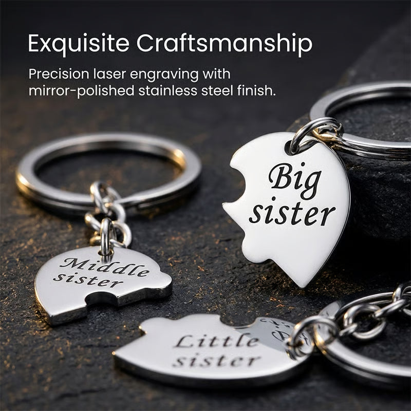 SisterhoodKeychain 1+1 GRATIS - Tre-Delt Søsterskabs Sammenflettet Nøglering