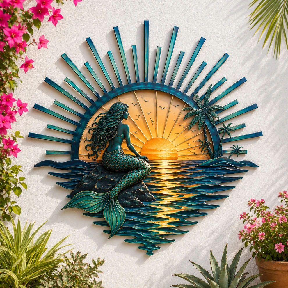 SunDecor: Vintage Metal Sol Væg Hængende Kunst Dekor