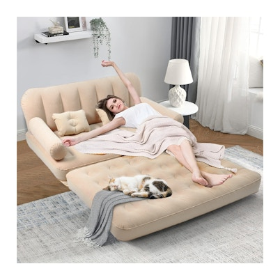 UltiFurni® RestLounge: Konvertibel 2-i-1 Hurtig Opsætning Oppustelig Rest Lounge Sofa Seng