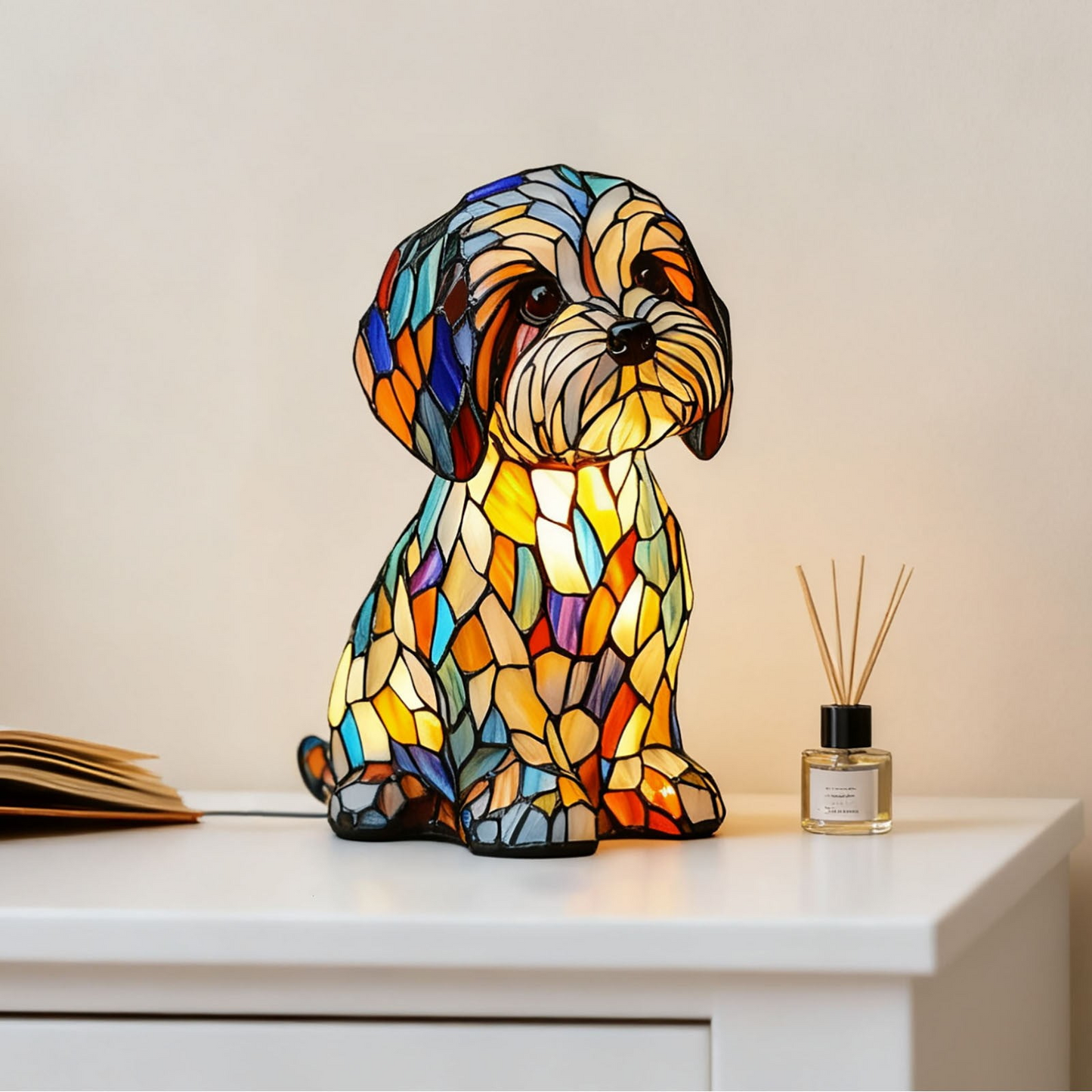 Ledsen DogLamp: Moderne Kunstnerisk Plettet Ambient Hund Lampe