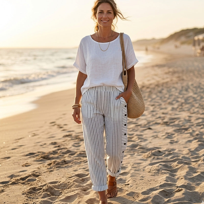 Icone™ StripePants: Komfortable Bukser Med Sidelommer I Mode