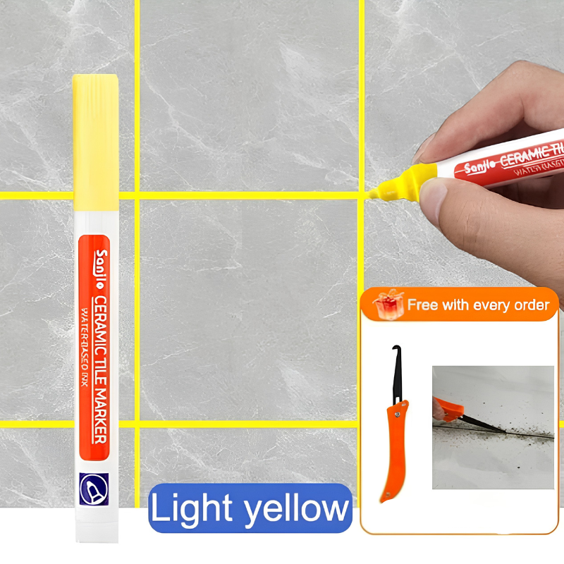 TileMarker 1+2 GRATIS - Anti-Muggs Keramisk Flise Joint Pen Markør Med Fugemasse Krogkniv