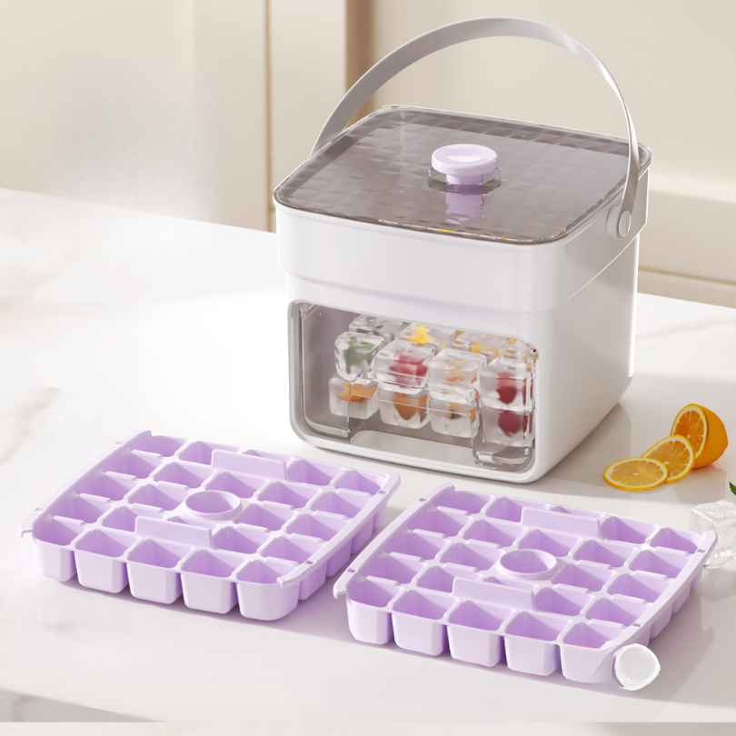 GlideHold® IceStorage - Nem Udløsning 2-Lags Isterningebakke Opbevaringsboks