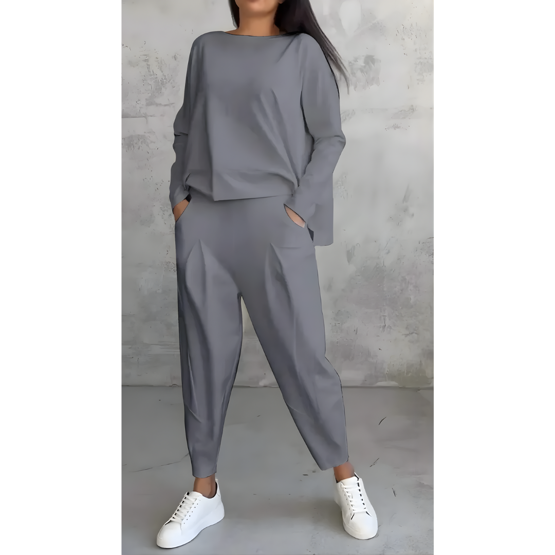 Icone™ CasualOutfit: Kvinders Langærmede Top Og Bukser To-Delt Tilfældig Outfit