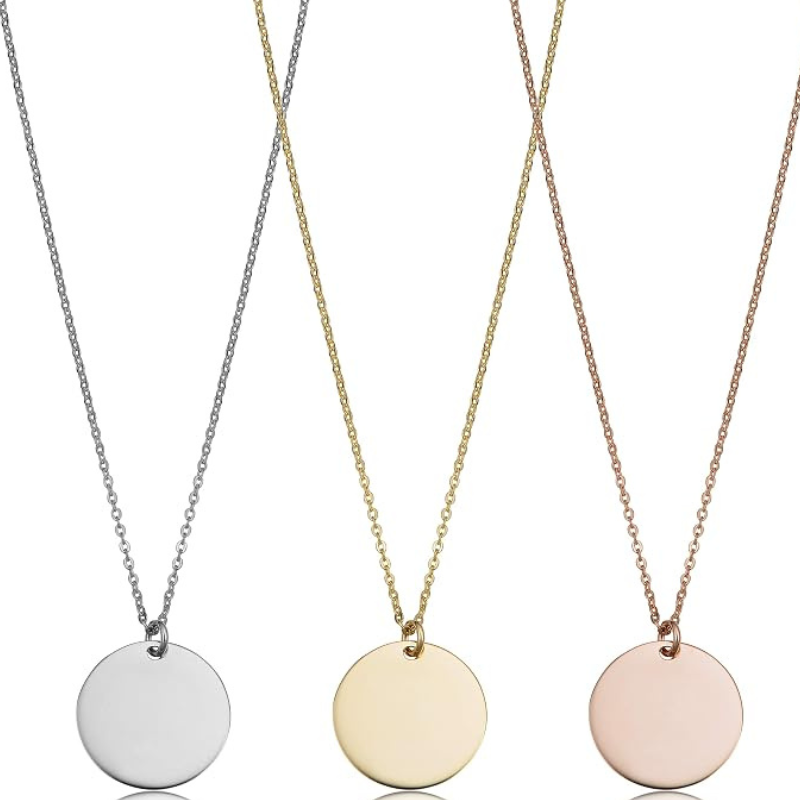 Jewelance™ DiscPendant - Minimalistisk Disc Vedhæng Indgraveret Navn Mode Halskæde