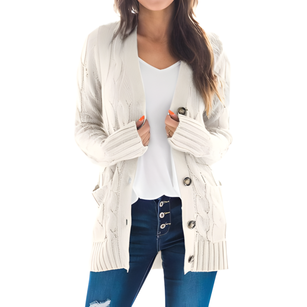 Icone™ KnittedCardigan: Kvinders Hyggelig Lang Strikket Cardigan