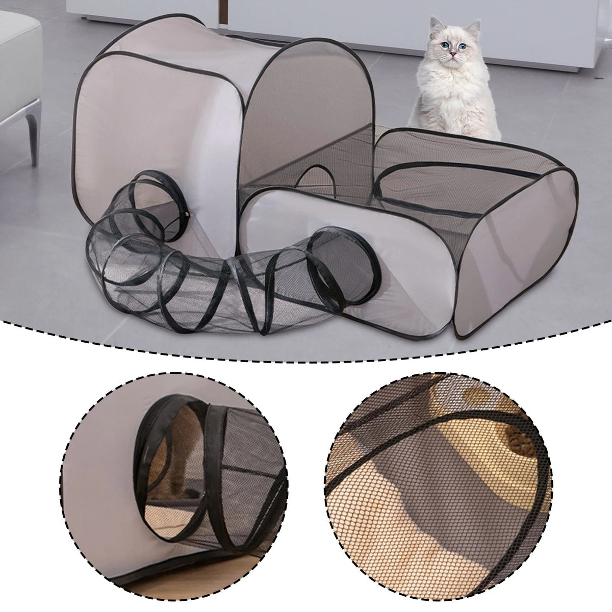 Catfri® CatPlaypen: Indendørs og Udendørs Foldbar Katlegegård Telt