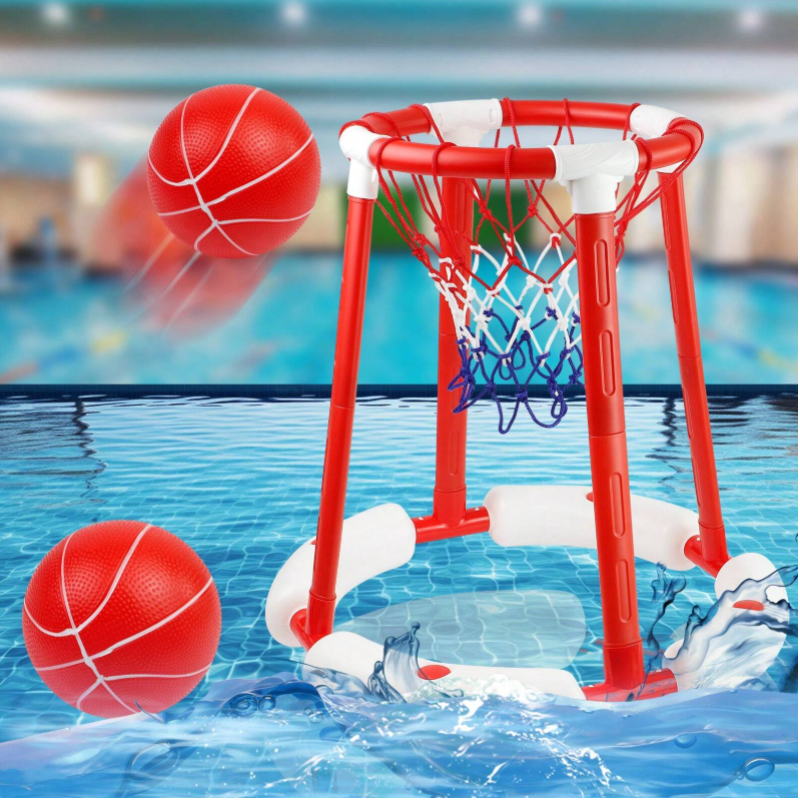 Kletshuts™ FloatingDunk: Oppustelig Hoop Flydende Pool Basketball Dunk Sæt Legetøj