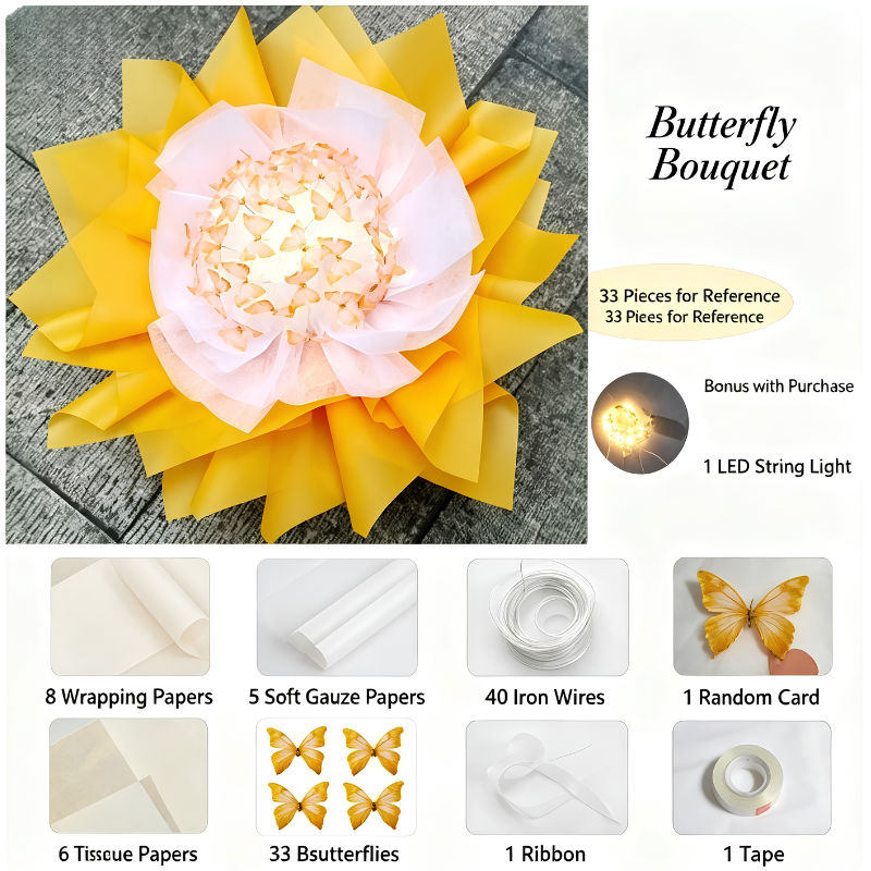 ButterflyBouquet™ - DIY Håndlavet Blomster Sommerfugle Bouquet Håndværk