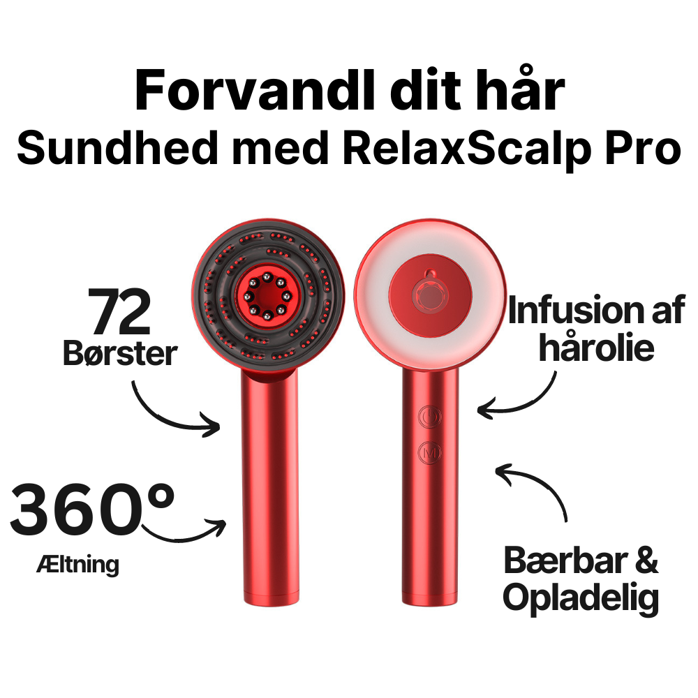 Produktbillede af RelaxScalp Pro hovedbundsmassager med oliebeholder fra en anden vinkel