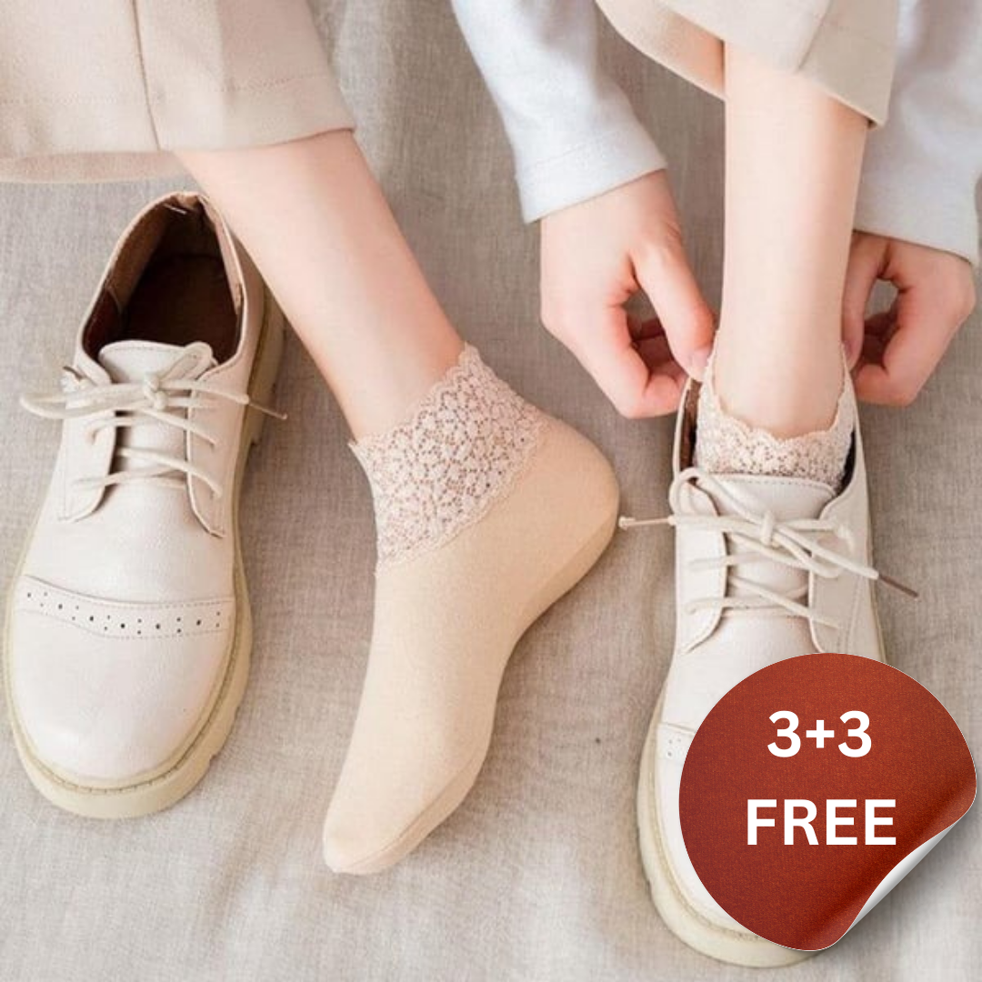 Happy™ LaceSocks: 6 Par Blonder Varm Uld Kvinder Sokker