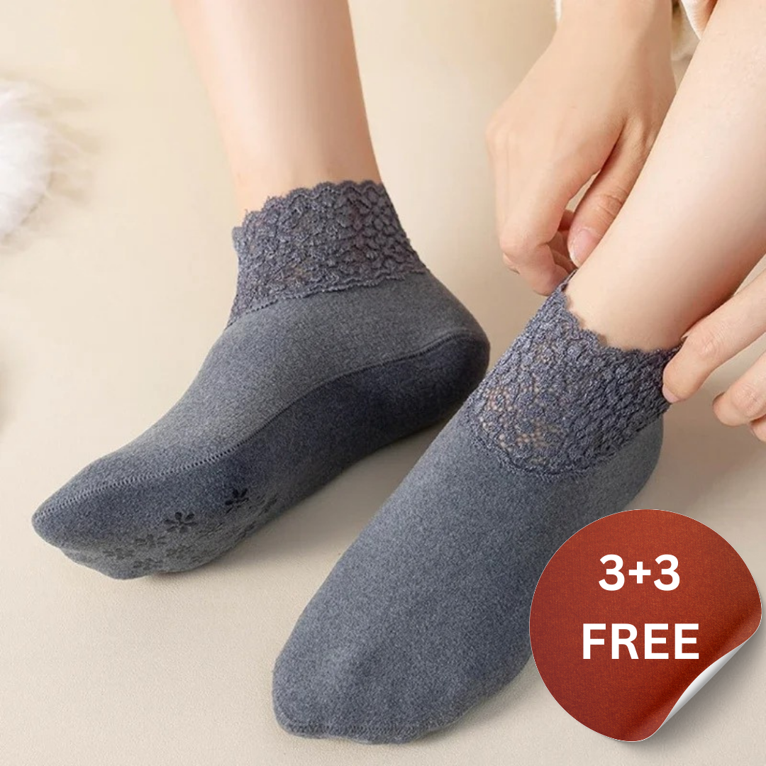 Happy™ LaceSocks: 6 Par Blonder Varm Uld Kvinder Sokker