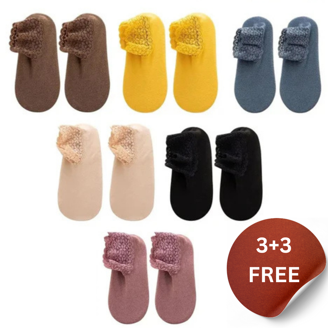 Happy™ LaceSocks: 6 Par Blonder Varm Uld Kvinder Sokker