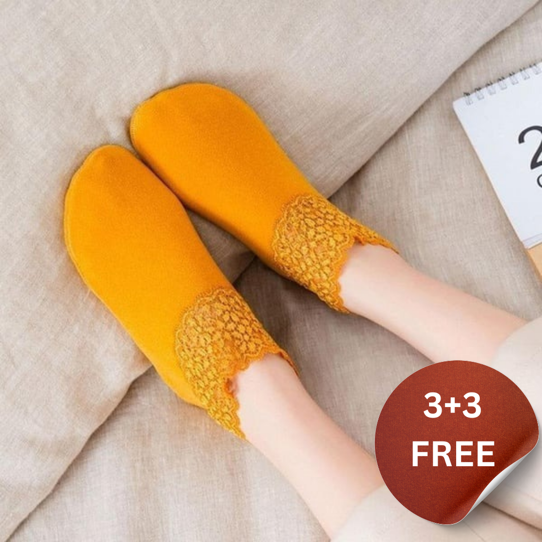 Happy™ LaceSocks: 6 Par Blonder Varm Uld Kvinder Sokker