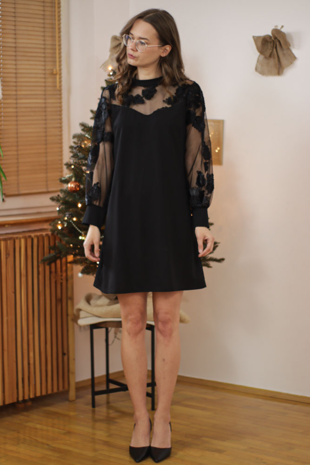 Icone™ MeshDress: Sofistikeret Moderne Stil A-Line Mesh Kjole