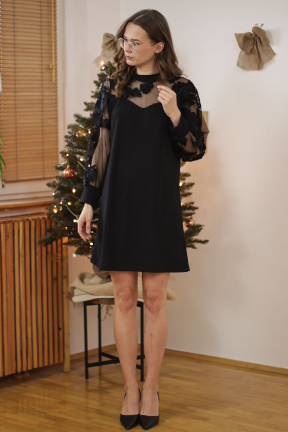 Icone™ MeshDress: Sofistikeret Moderne Stil A-Line Mesh Kjole