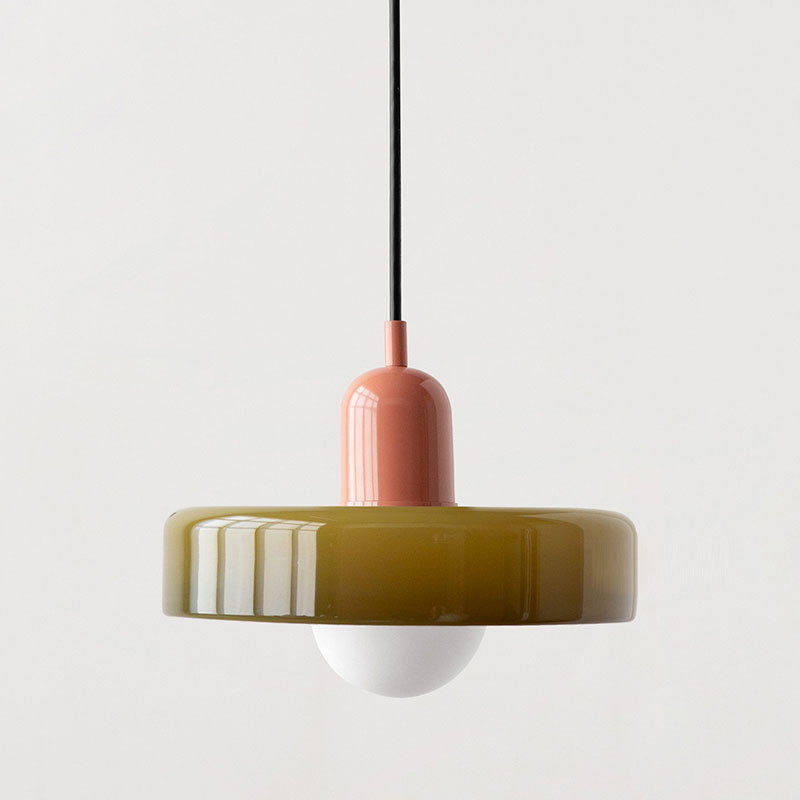 Bauhaus-pendel i farvet glas – design