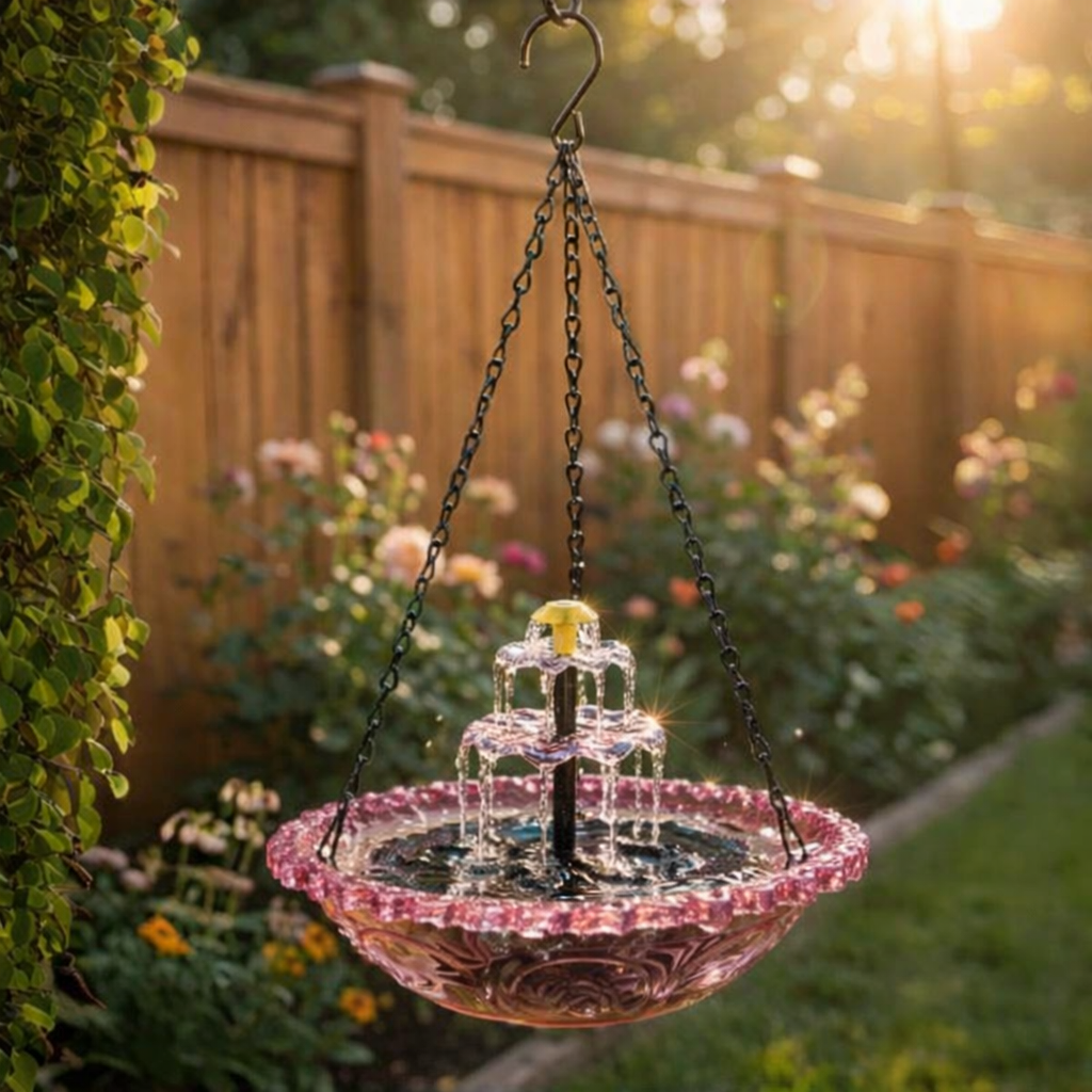 BirdbathFountain - Soldrevet Hængende Fuglebad Lagdelt Fontæne