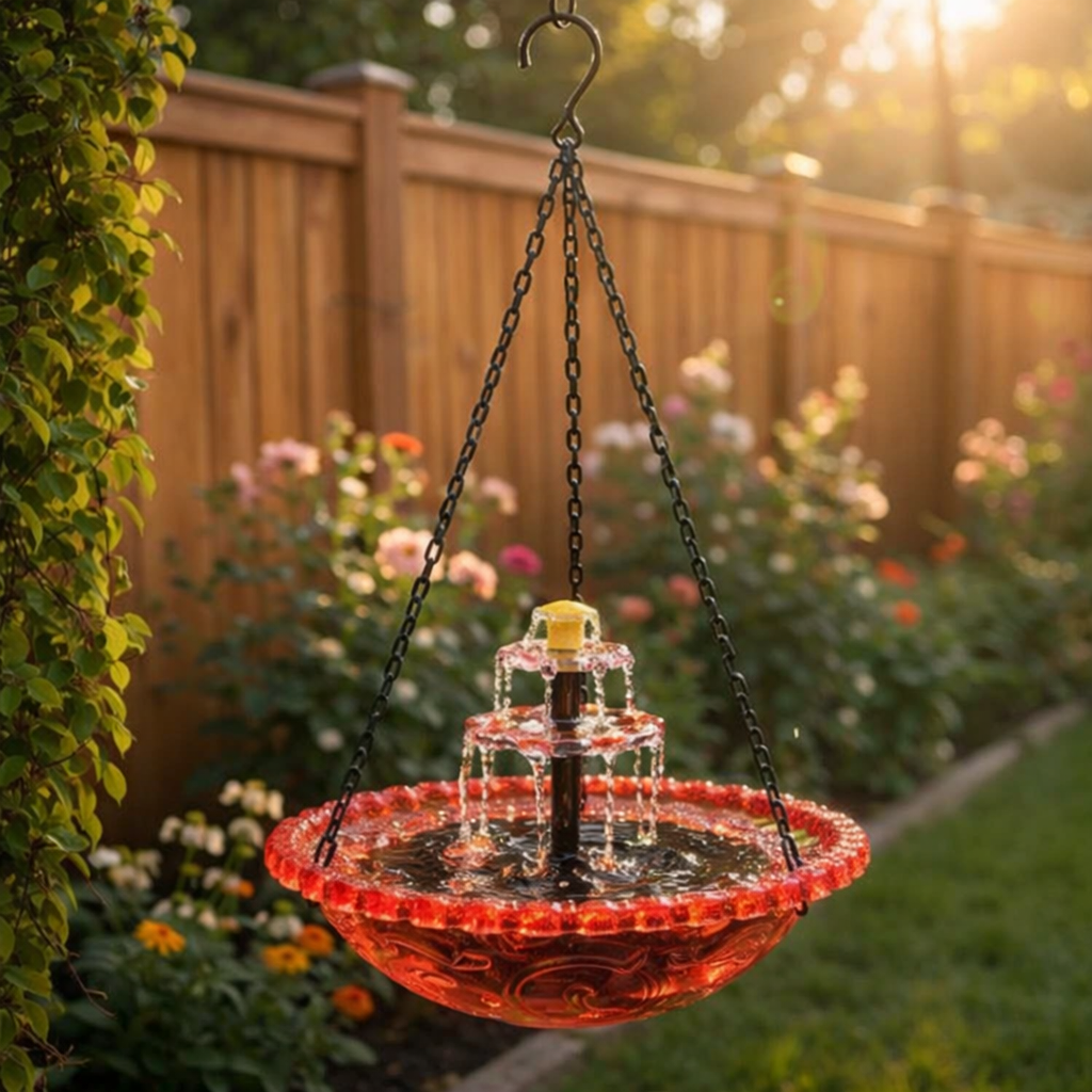 BirdbathFountain - Soldrevet Hængende Fuglebad Lagdelt Fontæne